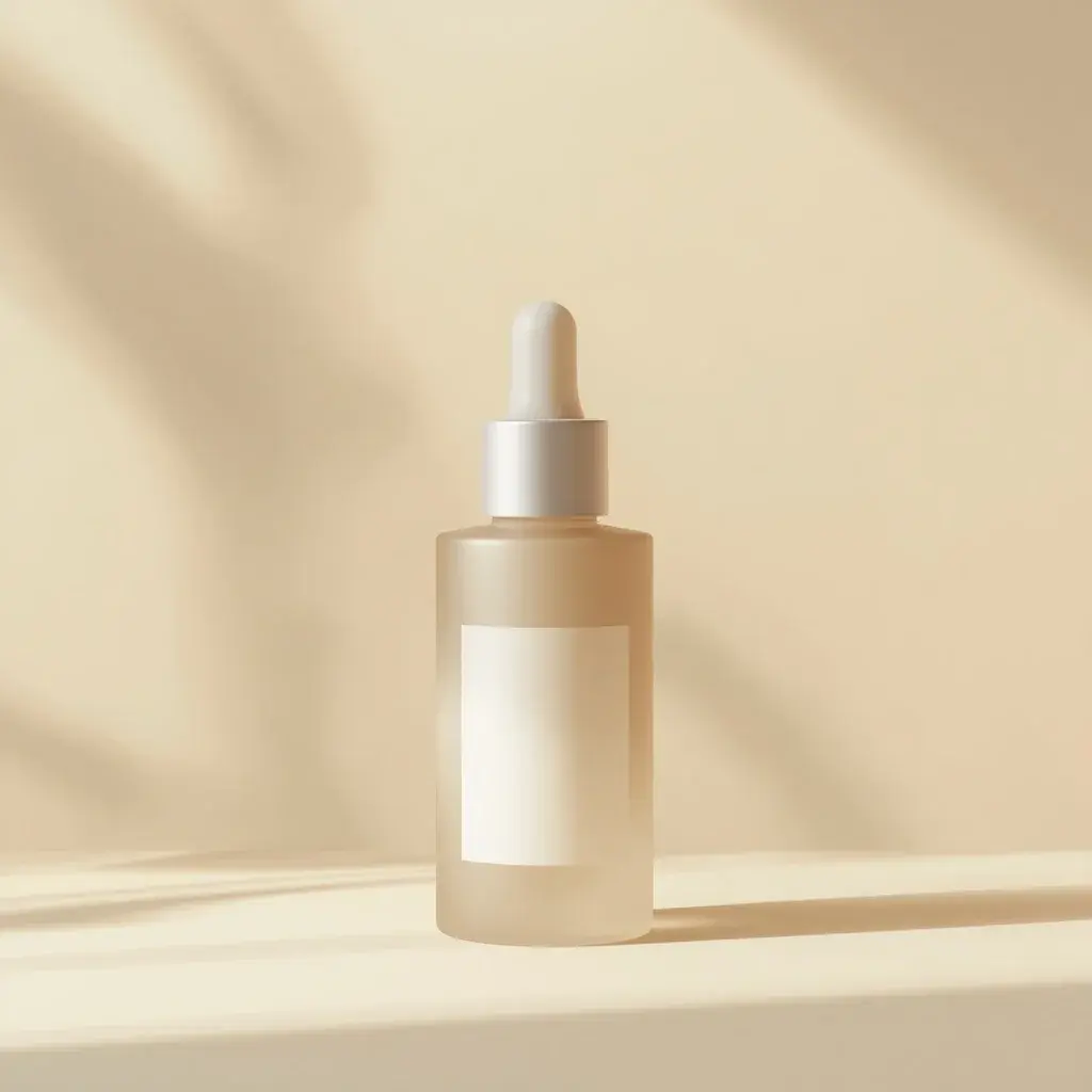 Etiqueta para cosméticos creada en Etiquela aplicada sobre un envase pequeño